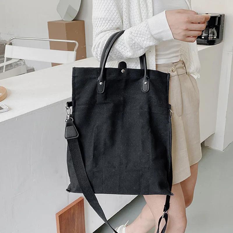 

Сумка на плечо Женская холщовая, модный трендовый саквояж кросс-боди, вместительный складной тоут, однотонная сумочка