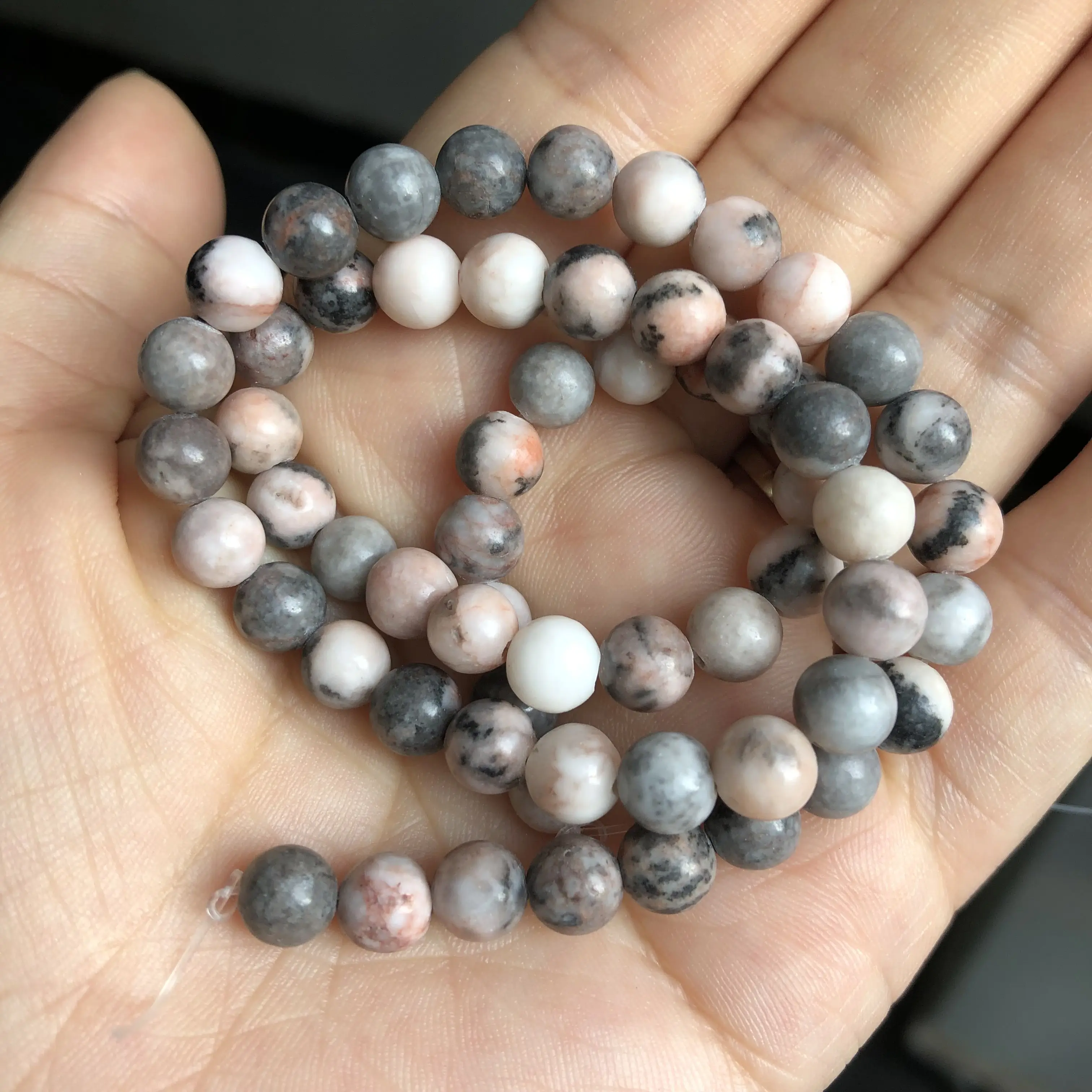 Pink Zebra Jasper Натуральный круглый тигровый глаз Амазонит гранат Агаты ангелит кварц Лава бусины для самостоятельного изготовления ювелирных изделий браслет аксессуары 15'' - Цвет: Pink Zebra Jasper