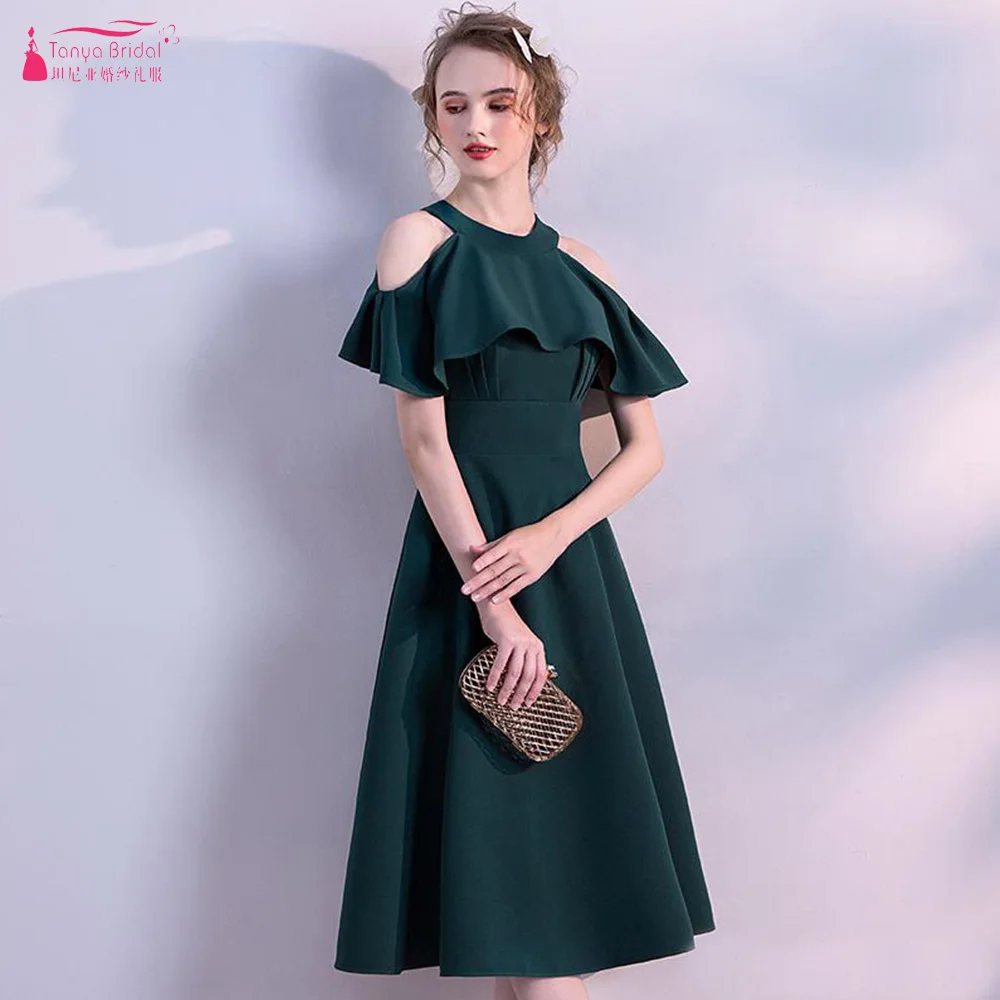 

Dark Green Homecoming Dresses Halter Elegant Special Occasion Dresses Teen Cocktail Party Gowns Zipper Back Knee Length ZHM071