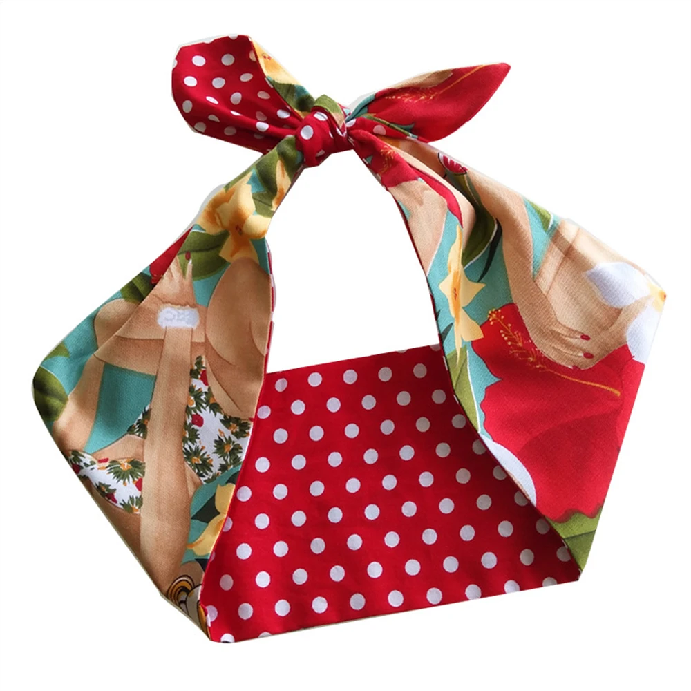 В стиле ретро с цветочным принтом заячьи ушки Налобная повязка металлической