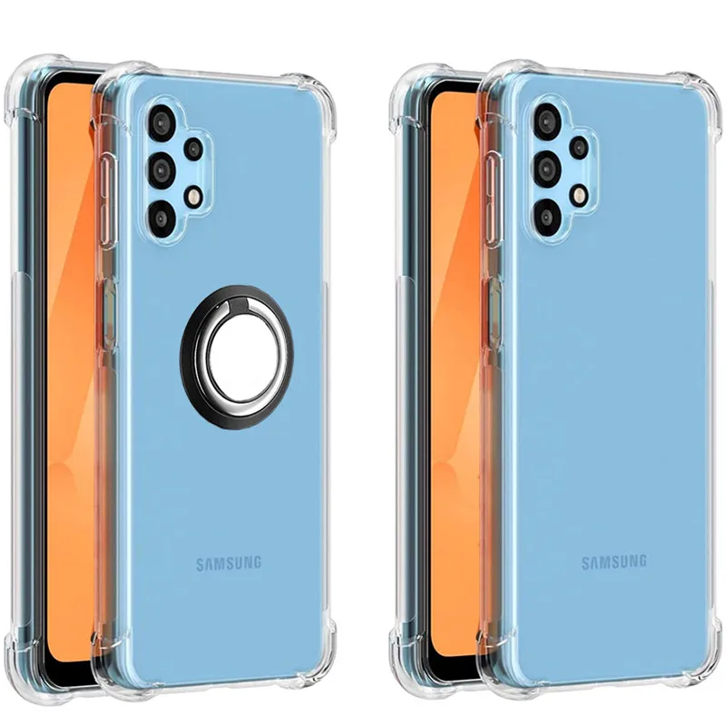 Metal Ring Holder Case For Samsung A54 A32 Silicon Cover Samsung A34 A52 A72 Transparent Case On Samsung Galaxy A53 A73 A33 Case