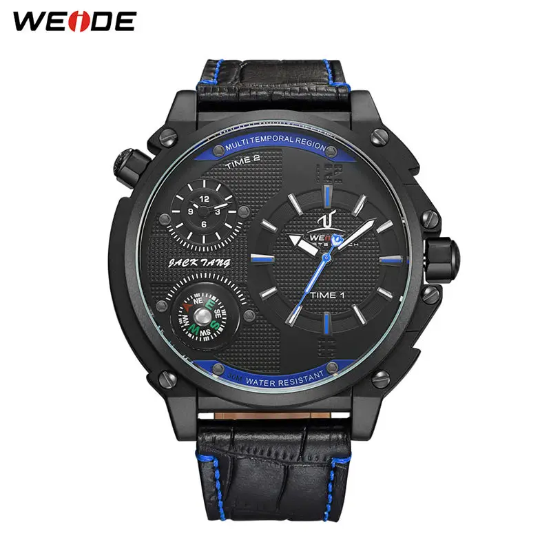 WEIDE Fashion Men's Watches Top Brand Luxury Wristwatch Waterproof Quartz Watch Leather Strap Male Clock Relogio Masculino | Наручные