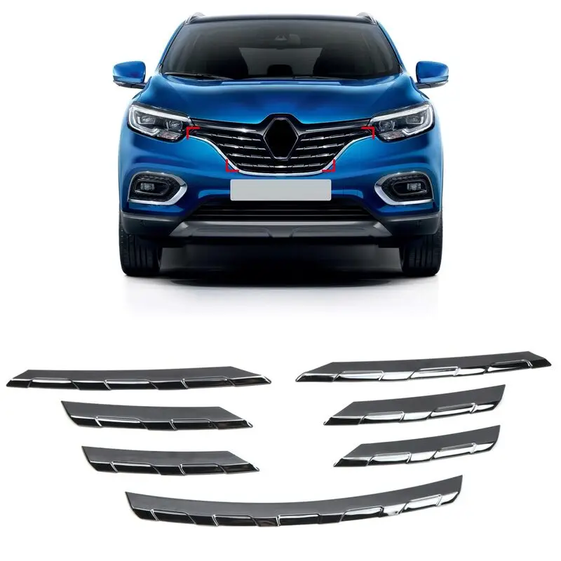 Подходит для Renault Kadjar автомобильный Стайлинг нержавеющая Передняя консоль Гриль Крышка Декор полосы отделка 7 шт. авто аксессуары
