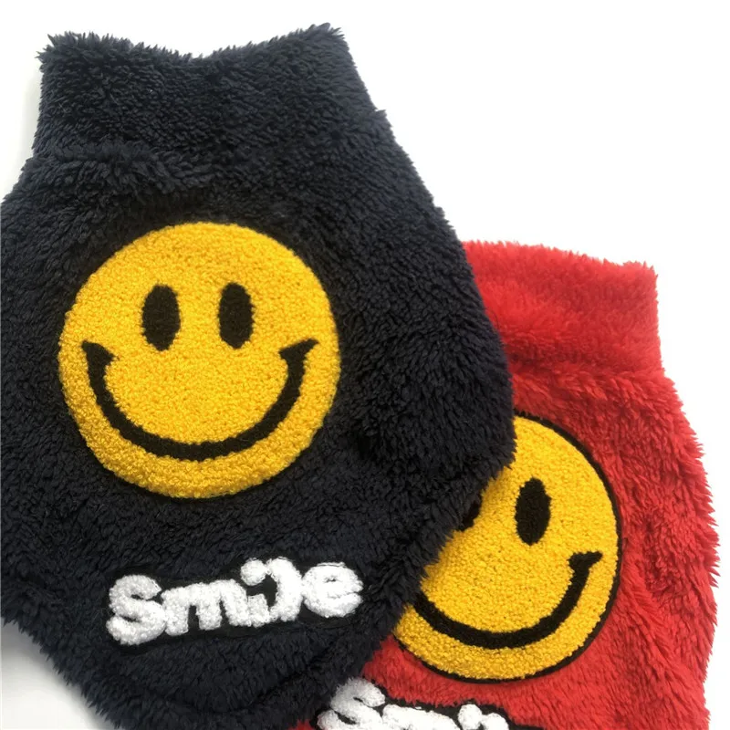 Флисовые Смешные наряды с улыбающимся лицом для собак бульдог кошек Мопсов Тедди