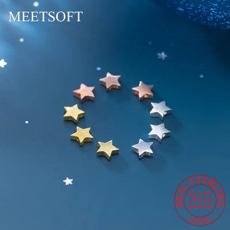 

MEETSOFT модные подвески из стерлингового серебра 925 пробы с матовыми красочными звездами и космическими бусинами, ювелирные изделия ручной работы «сделай сам», ожерелье, браслеты, аксессуары