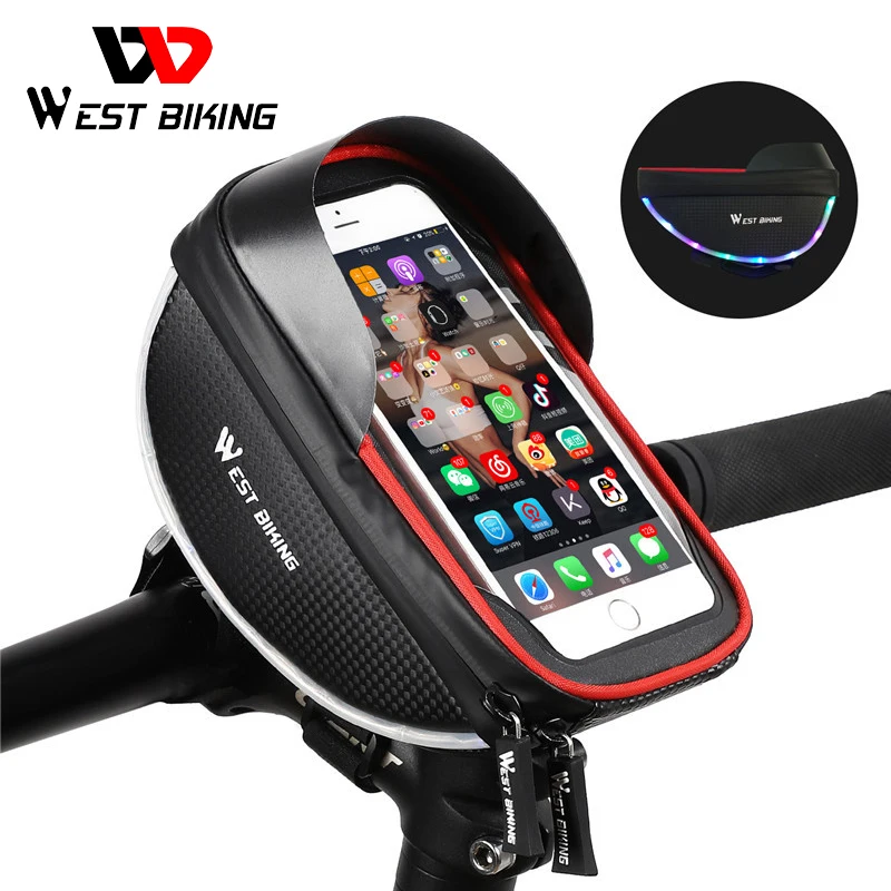 

WEST BIKING Cycling Bags MTB Bike Top Tube Frame Handlebar Phone Bag Case Pannier For 6.0in Phone Touch Screen Bicycle Front Bag