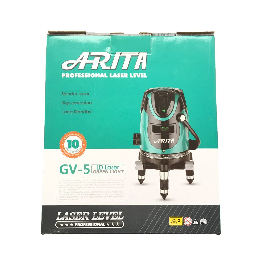ARITA высокая видимость R/GV-5 Series 5 Line 6 Point красный/зеленый луч лазерный уровень самонивелирующийся 360 вертикальная и горизонтальная регулировка