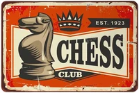 chess club tin signs vintage metal tin sign wall decor for bars restaurants cafes pubs 12 x 8 inch