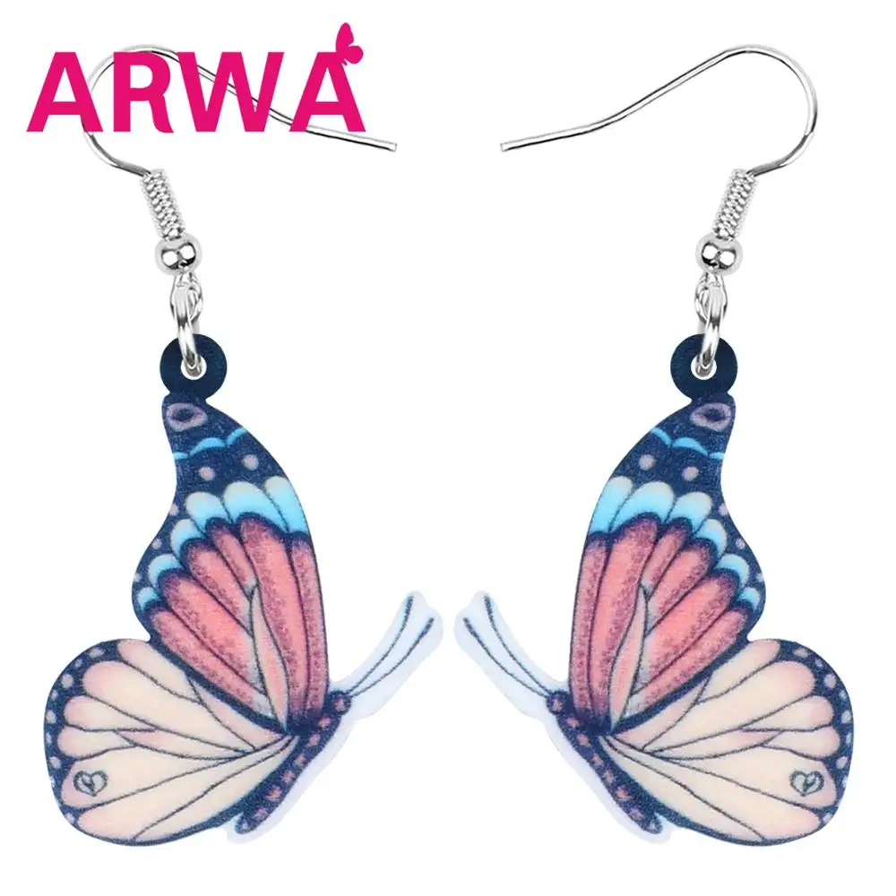 Женские акриловые серьги бабочки ARWA Vanessa длинные висячие с большими животными