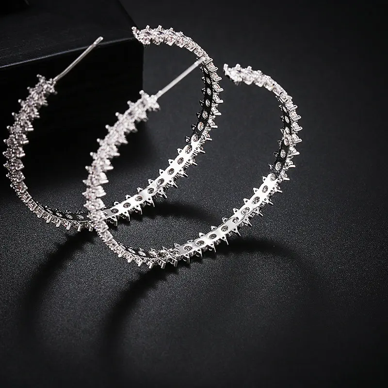 SINZRY популярные корейские стильные серьги с кубическим цирконием большие круглые