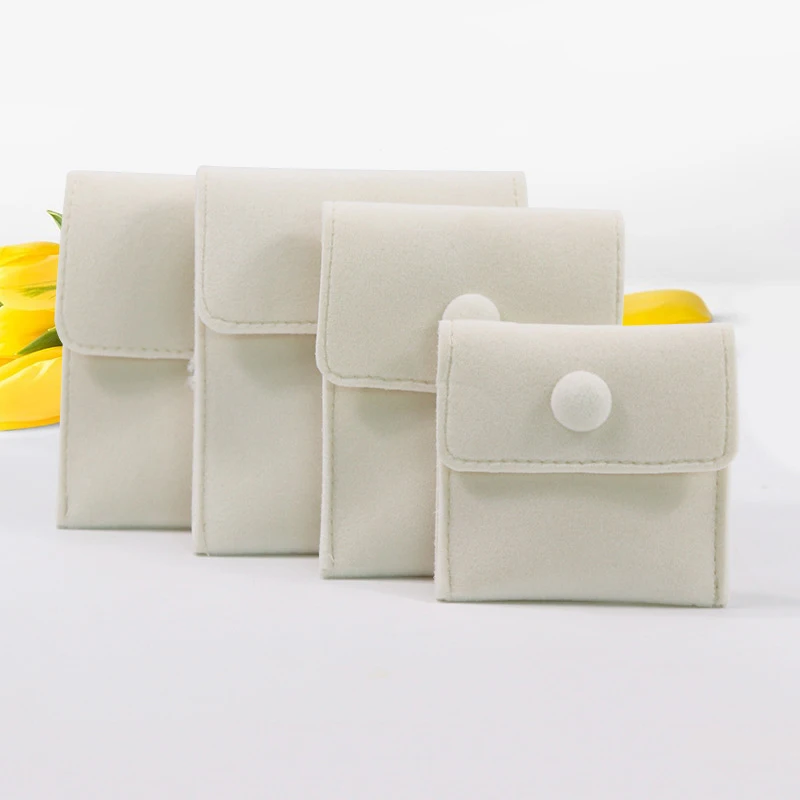 Jewelry Packaging Bag Snap Fastener Superior Soft Velvet Gift Bracelet Bag Necklace Earrings Ring Storage Pouch Customized Logo