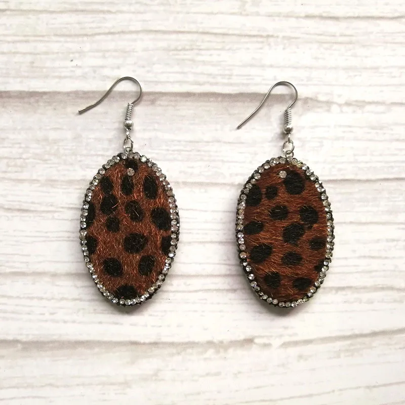 Винтажные леопардовые геометрические овальные серьги капельки из искусственной