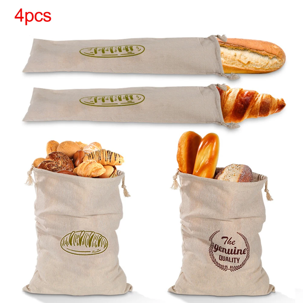 

Reusable Linen Bread Bag Drawstring Bag Organic Cotton Bread Storage Bag For Baguette Dropshipping Wholesale