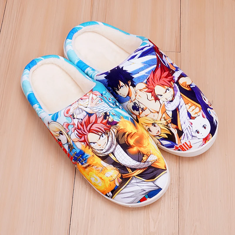 

Winter Warm Anime Slippers For Men Women Girls Cute Costumes FAIRY TAIL Natsu Cosplay Shoes Indoor Non-slip Boots
