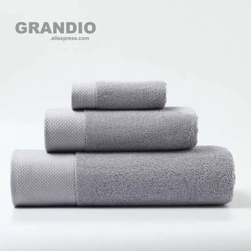 Thicken Cotton Bath Towel Set Bathroom Large Solid Colors Shower Hand Face Towels For Adults Sport Pool Swim Terry Washcloth | Дом и сад