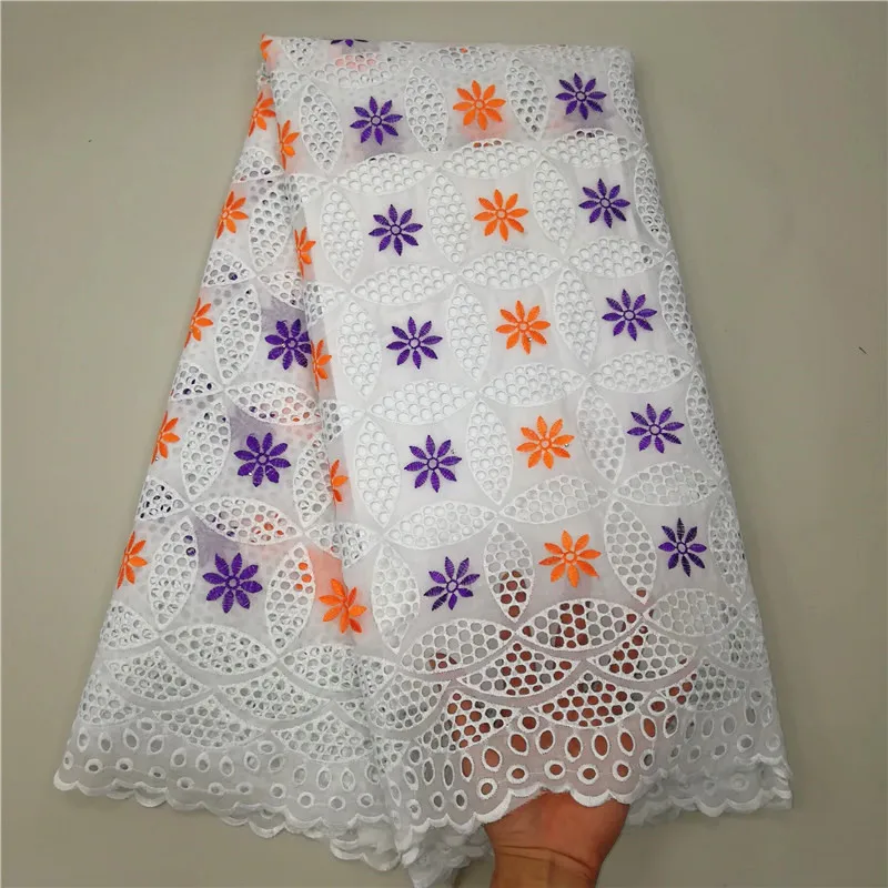 Tissu африканская кружевная ткань из хлопка, швейцарская вуаль, кружево в швейцарском стиле, желтая сухая кружевная ткань в нигерийском стиле, хлопковая вуаль, кружевная ткань, 5 ярдов/лот - Цвет: as picture