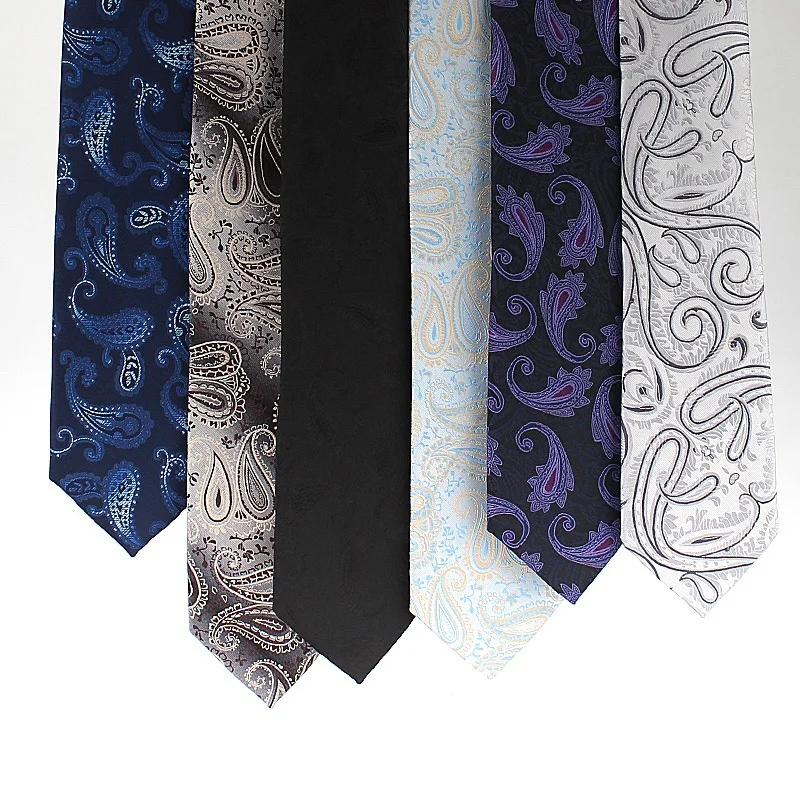 

High Quality 2019 New Designers Brands Fashion Business Casual 7cm Slim Ties for Men Necktie Paisley Wedding with Gift Box