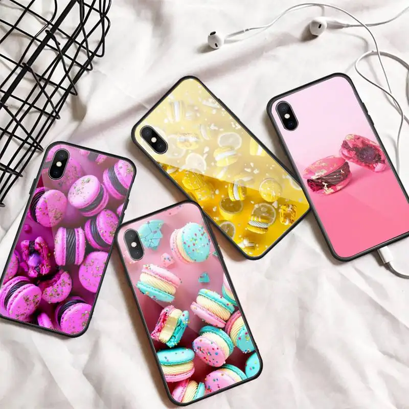 

Dessert Macaron Food Phone Case Tempered glass For iphone 6 7 8 plus X XS XR 11 12 13 PRO MAX mini
