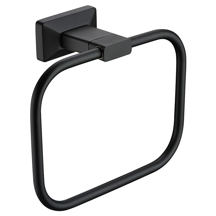 Towel ring Hongdec Роскошный Матовый черный набор аксессуаров для ванной из нержавеющей стали - Цвет: Towel ring