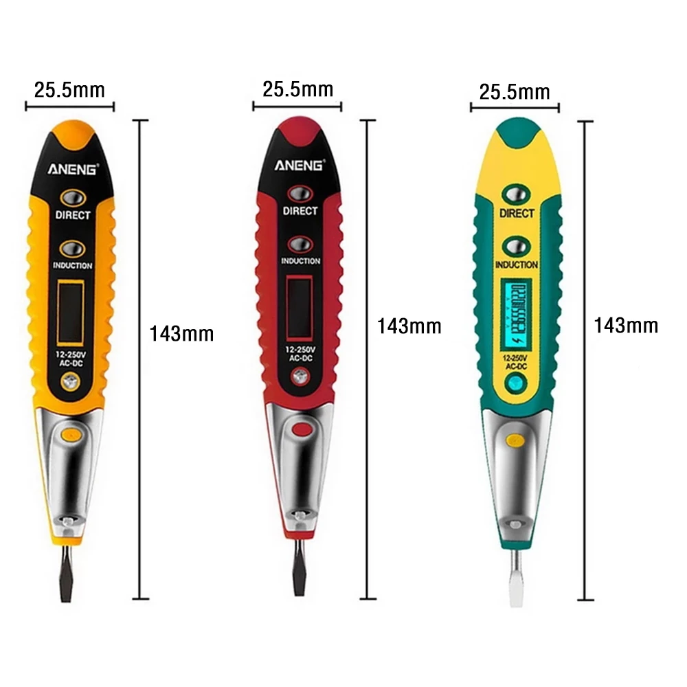 Цифровой тестовый карандаш для электрики с ЖК-дисплеем, отверткой-детектором и диапазоном напряжения от 12 до 250 Вольт.