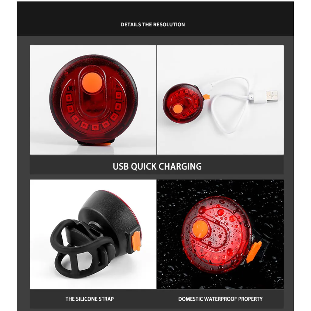 Велосипедный задний фонарь USB RechargeableLED велосипеда Предупреждение Безопасности