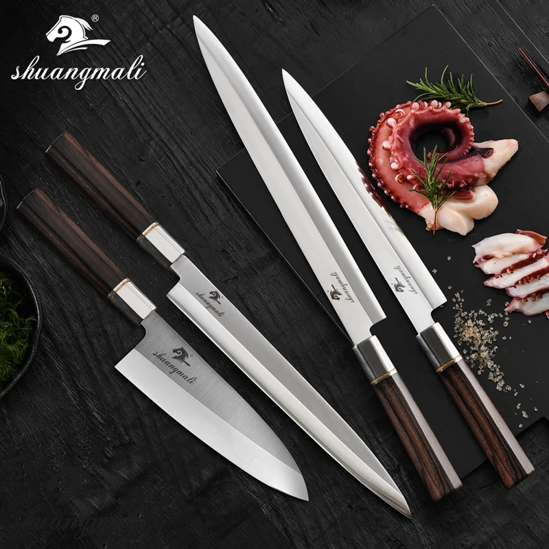 Японский нож лососевый Sashimi шеф повара 5Cr15 нержавеющая сталь кухонные филе ножи