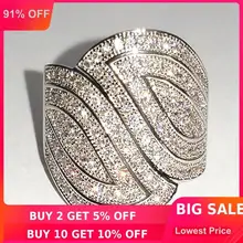 Choucong Pave набор 100 шт камень 5А Циркон Камень 10KT Белое золото Заполненный Обручальное кольцо для женщин Sz 5-11 подарок