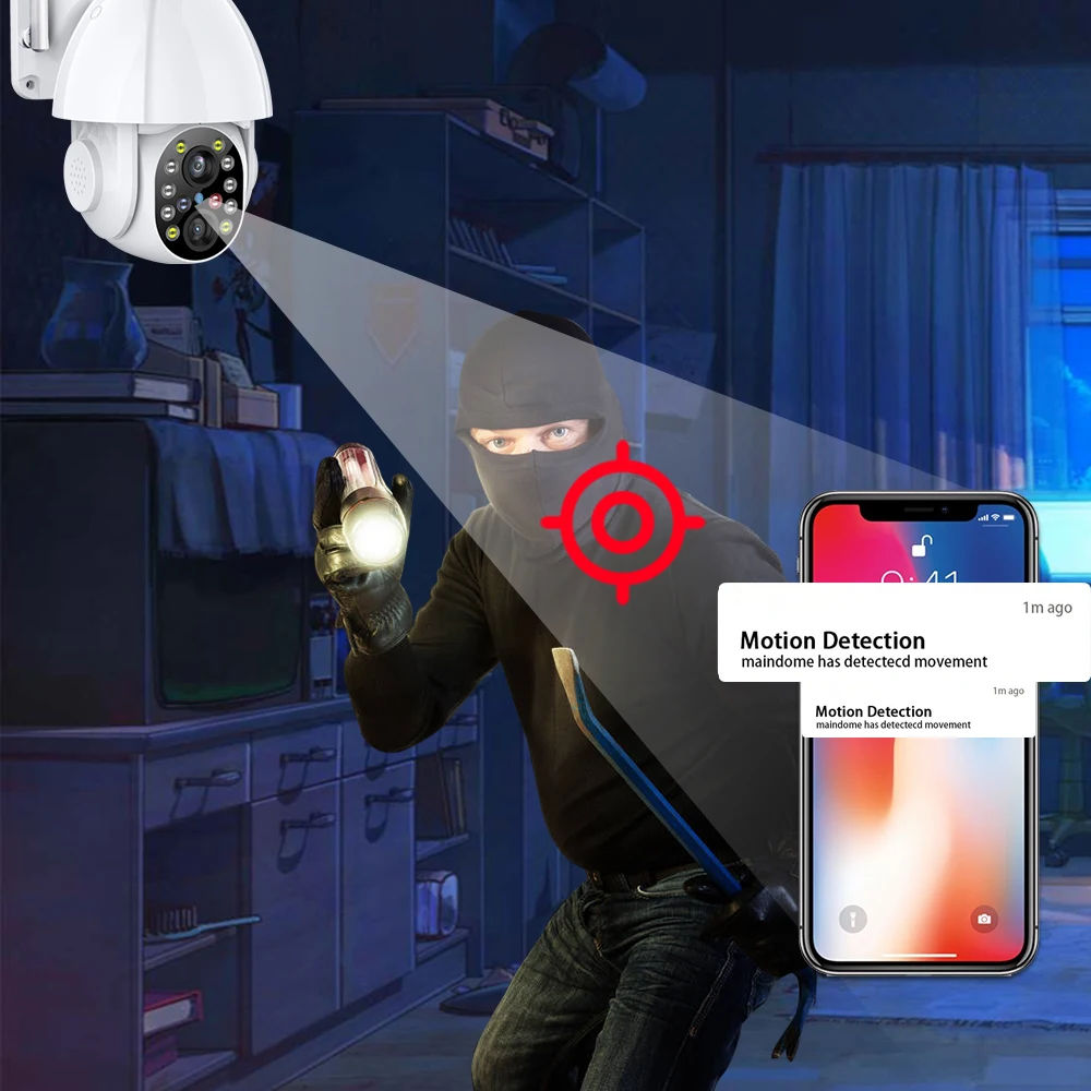 IP Камера Wi Fi на открытом воздухе PTZ 1080P камеры видеонаблюдения 4X зум Цвет ИК Ночное