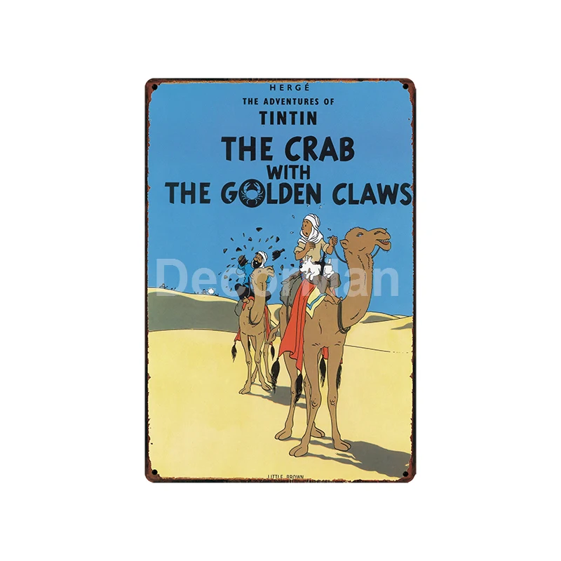 [DecorMan] TINTIN adventures мультфильм жестяная вывеска на заказ росписи картины Бар Декор LT-1828