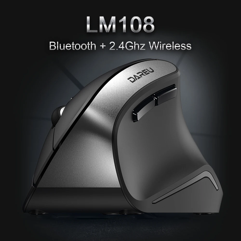 DAREU LM108 Bluetooth 4,0+ 2,4 ГГц, Двухрежимная беспроводная мышь, 6 кнопок, эргономичный тип кожи, вертикальная мышь для ПК, ноутбука, компьютера
