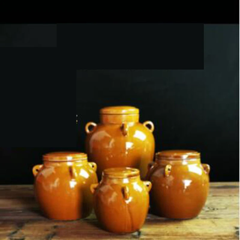 Ретро японская грубая керамика чайные банки керамическая бутылка для хранения