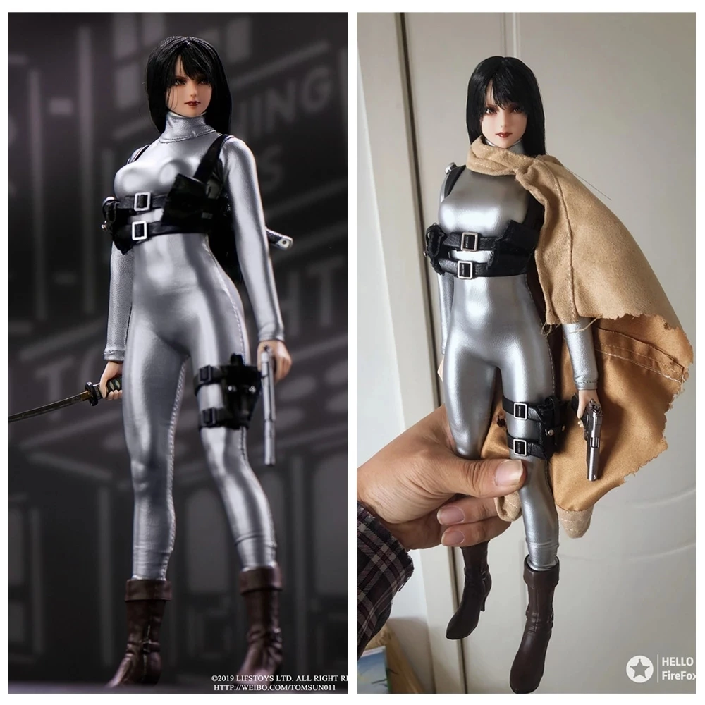 

1/6 Sexy Tight Female crossover Bodysuit Leather Sliver Leotard Corsetry Clothes For 12inch Phicen Big Bust Action Figure Body