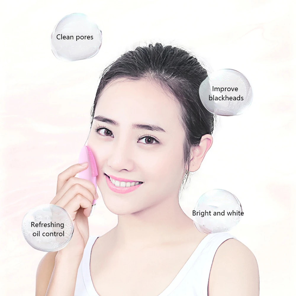 New USB Facial cleansing brush with vibration Mini silicone cleanser deep pore cleaning waterproof electric massage | Красота и