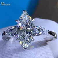 wong rain romantic 925 sterling silver marquise cut 2 ct d created moissanite engagement ring customized rings fine jewelry gift