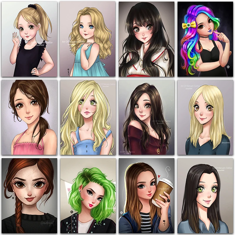 

Набор для алмазной живописи 5D «сделай сам», картина мультяшная милая девушка, принцесса, ангел, полноразмерная и круглая вышивка, мозаика, в...