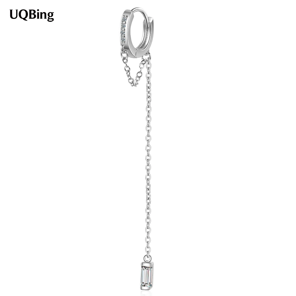 Женские серебряные Длинные серьги клипсы с цирконом|Серьги-клипсы| |