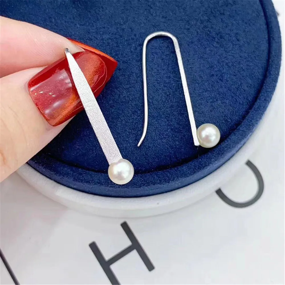 

Real Solid 925 Sterling Silver Pearl Stud Earrings Accessories Findings DIY Jewelry Ear Hook Blank Empty Support