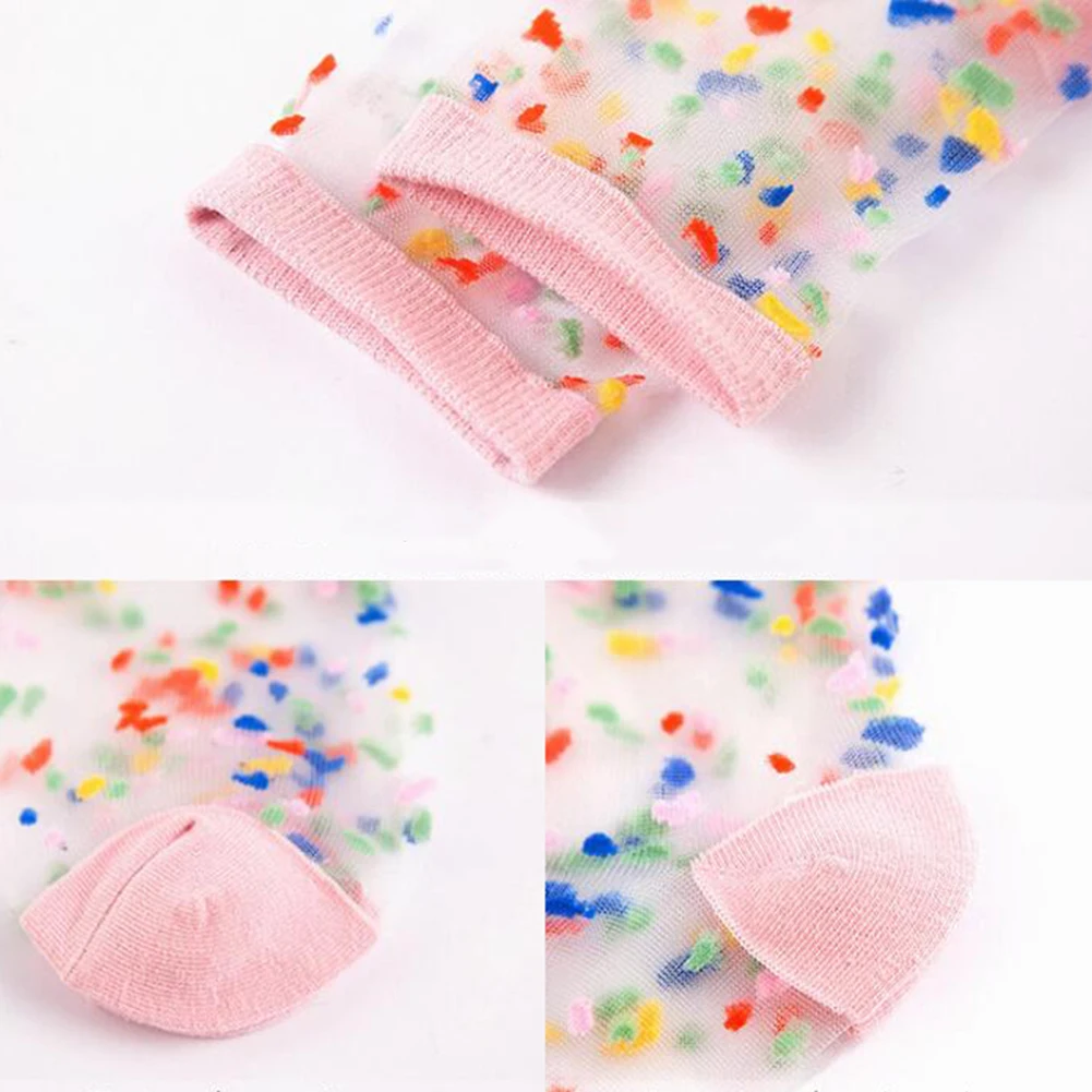 Embroidery Clear Socks Transparent Thin Summer Sexy Retro Lace Mesh Women Girl Elastic Red Lip Wave Funny Short Ankle Socks