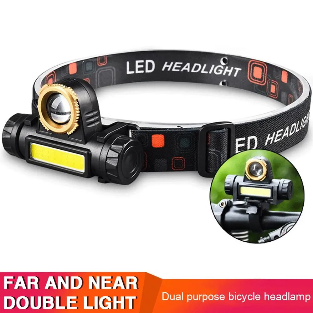 

Portable Mini flashlight lantern XPE+COB led Headlamp + 1 * Built-in 18650 Battery Torch Outdoor fishing camping headlight