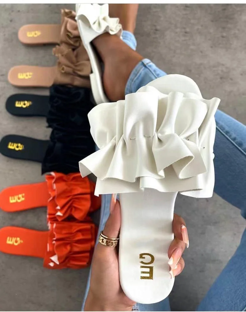 

Comemore Comemore 2021 Summer Women Home Shoes New Casual Home Sandals Leather Outdoor Wild Beach Non-slip Women Flat Slippers