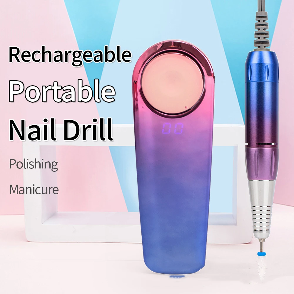 

30000 RPM Gradient Color Cordless Portable Machine Rechargeable Electric Professional File Manicure Pedicure Nail Salon Drill&%$