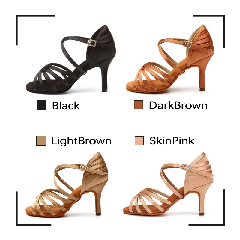 SWDZM Women Latin Dance Shoes High-heeled Dance Shoes Girls Tango Salsa Dancing Shoes Ladies Soft Bottom Ballroom Sandals7/8.5cm