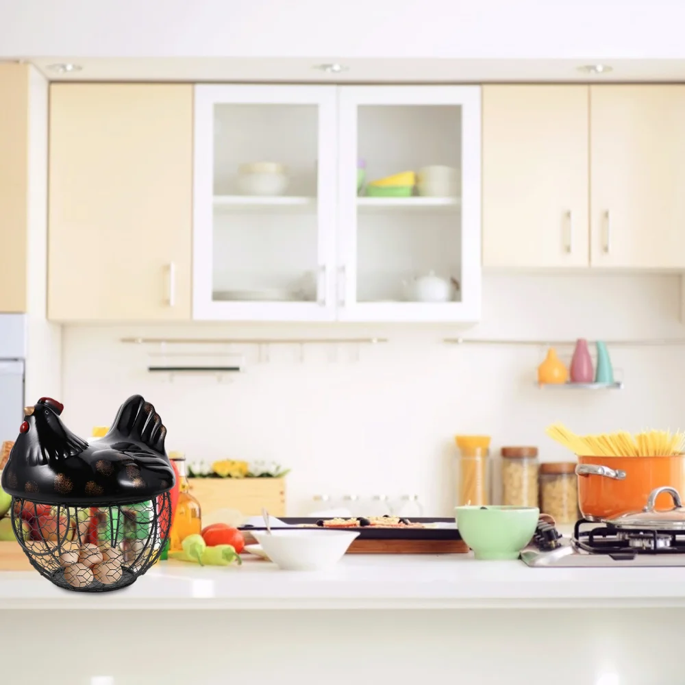 

1Pc Creative Fruit Basket Eggs Storage Basket Iron Art Storage Basket with Lid