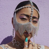 fashion shining rhinestone crystal tassel chain make up dance mask mask mask jewelry womens luxury crystal cover jewelry props