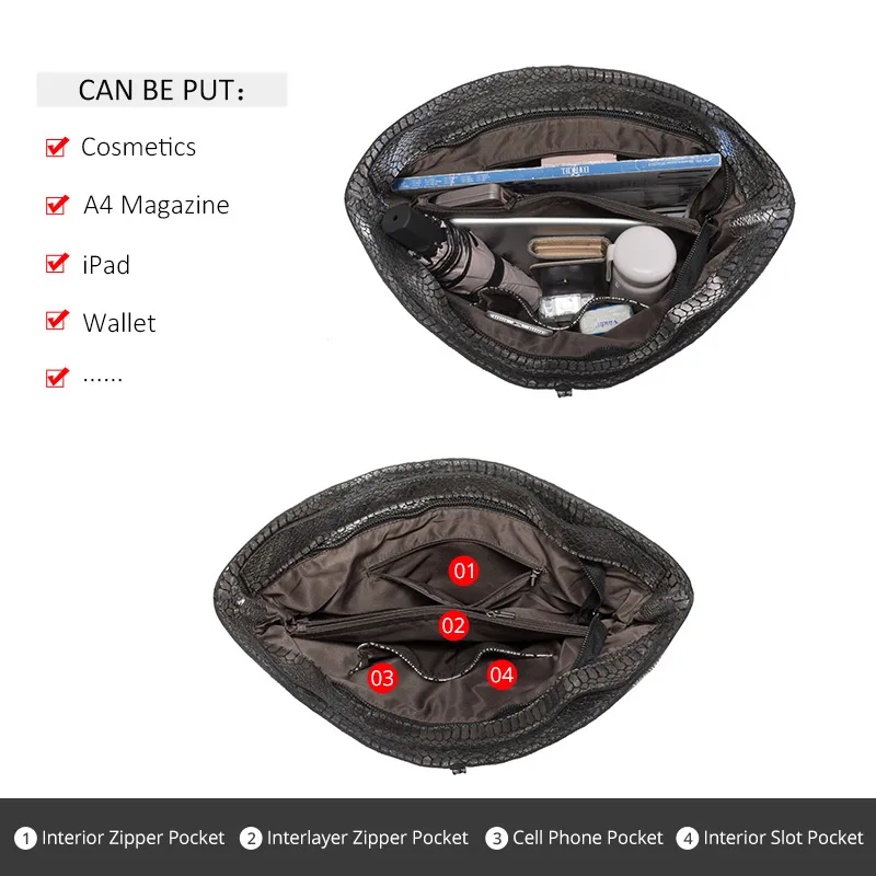 Женская сумка тоут из натуральной кожи с текстурой змеиной кожи| |