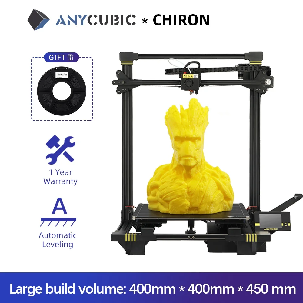 Большой 3D принтер ANYCUBIC Chiron модель 400x400x450 мм экструдер с двойной осью Z поддержка