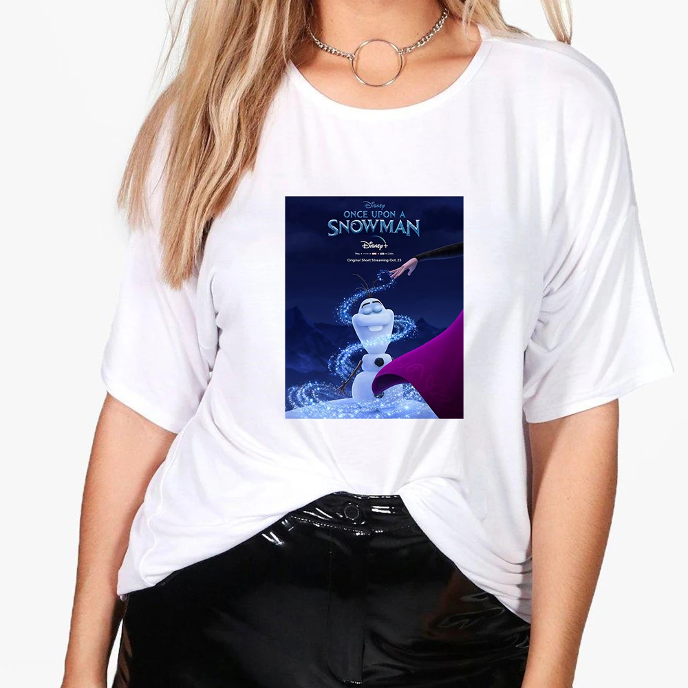 

Disney Animation Women T Shirt Naive Cheerful Olaf Snowman 2021 Aesthetic Short Sleeve Funny Summer Frozen Tshirt Sweet