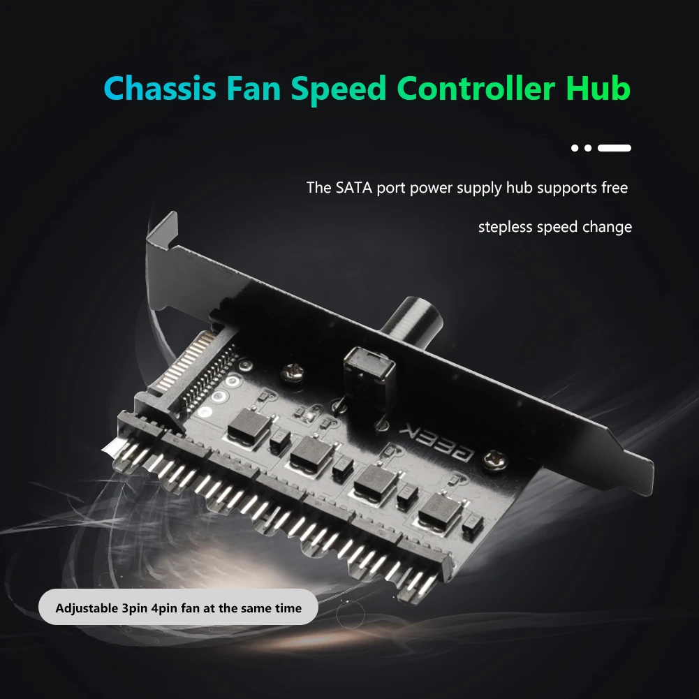 

12V PC Case Cooling Cooler Fan HUB Regulator Splitter 1 to 7 Power Supply Socket Computer 4 Pin 3 Pin Speed Controller Adapter