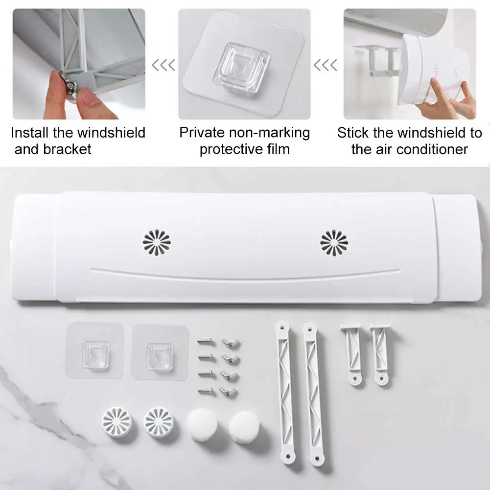 Регулируемый телескопический дефлектор кондиционера ветровой щит анти-прямой