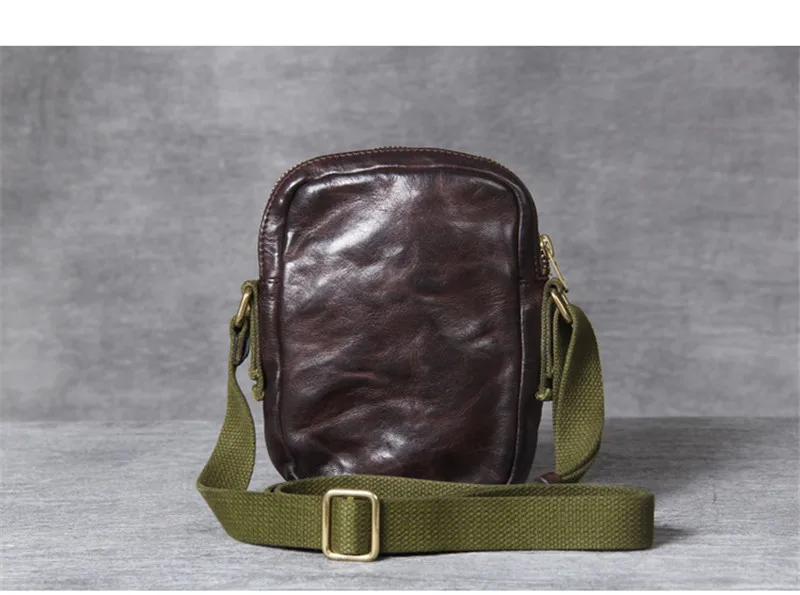 PNDME fashion vintage genuine leather men's small chest bag casual high quality soft cowhide mini messenger bag luxury phone bag